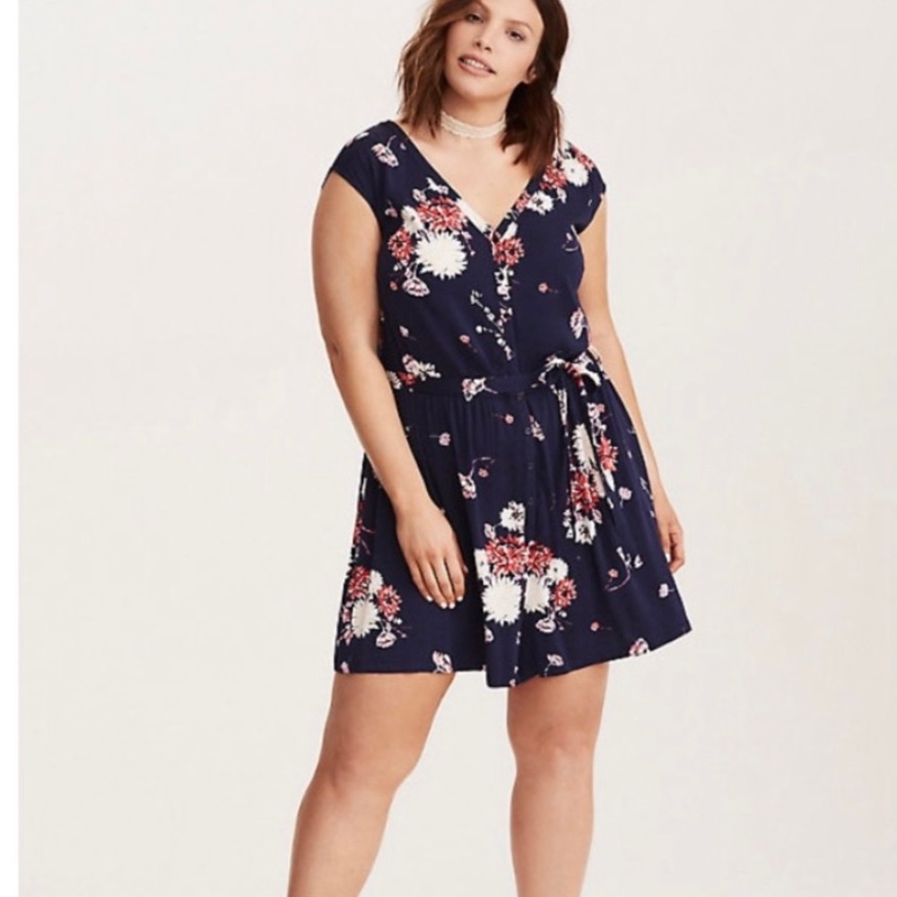 Torrid Navy floral romper